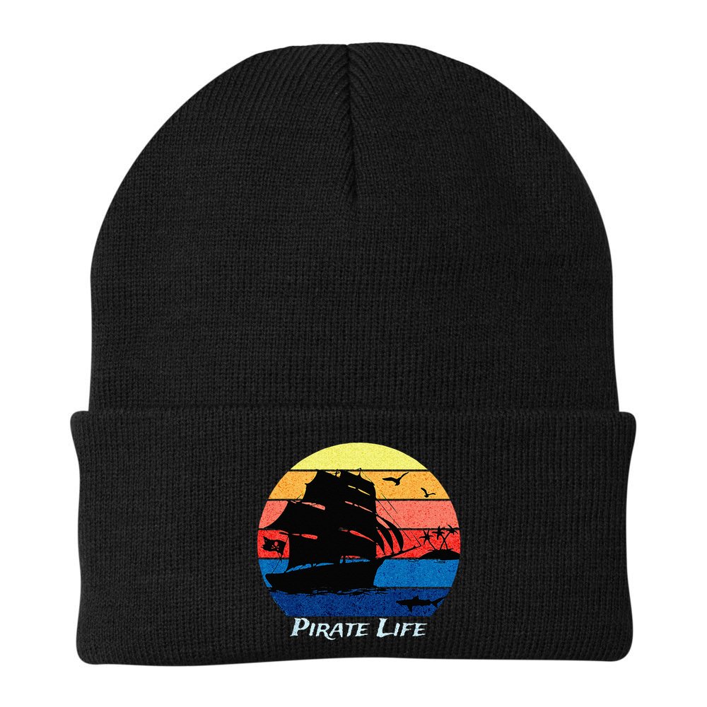 Arrgh Pirate Life Pirate Ship And Jolly Roger Flag Pirate Beanie