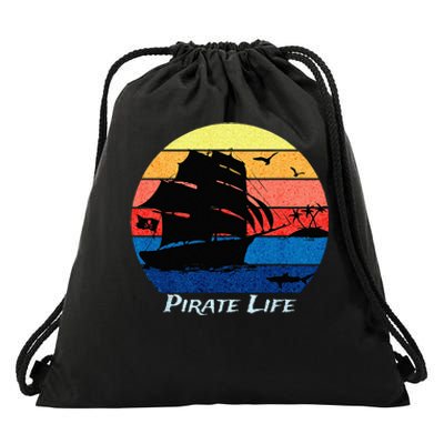 Arrgh Pirate Life Pirate Ship And Jolly Roger Flag Pirate Drawstring Bag