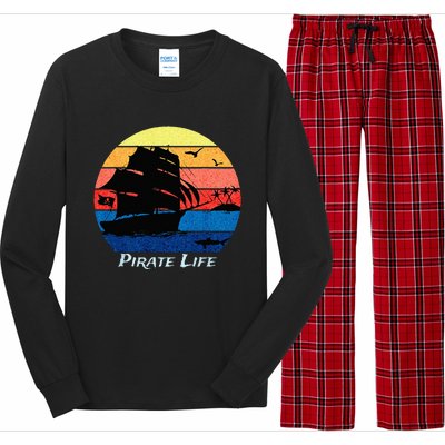 Arrgh Pirate Life Pirate Ship And Jolly Roger Flag Pirate Long Sleeve Pajama Set