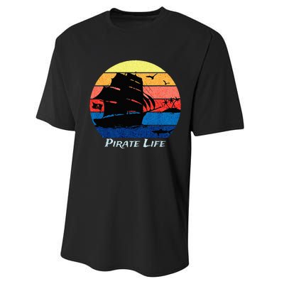 Arrgh Pirate Life Pirate Ship And Jolly Roger Flag Pirate Performance Sprint T-Shirt