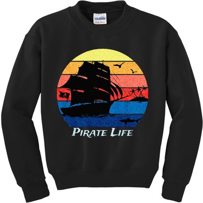 Arrgh Pirate Life Pirate Ship And Jolly Roger Flag Pirate Kids Sweatshirt