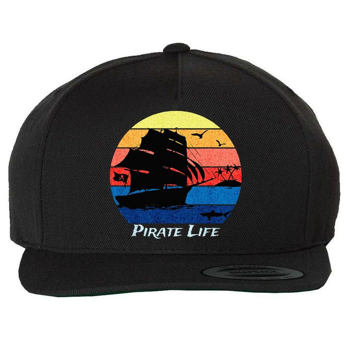 Arrgh Pirate Life Pirate Ship And Jolly Roger Flag Pirate Wool Snapback Cap