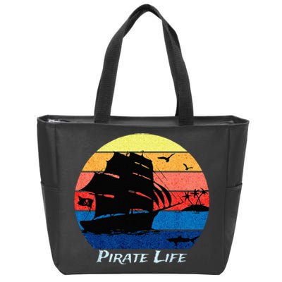 Arrgh Pirate Life Pirate Ship And Jolly Roger Flag Pirate Zip Tote Bag