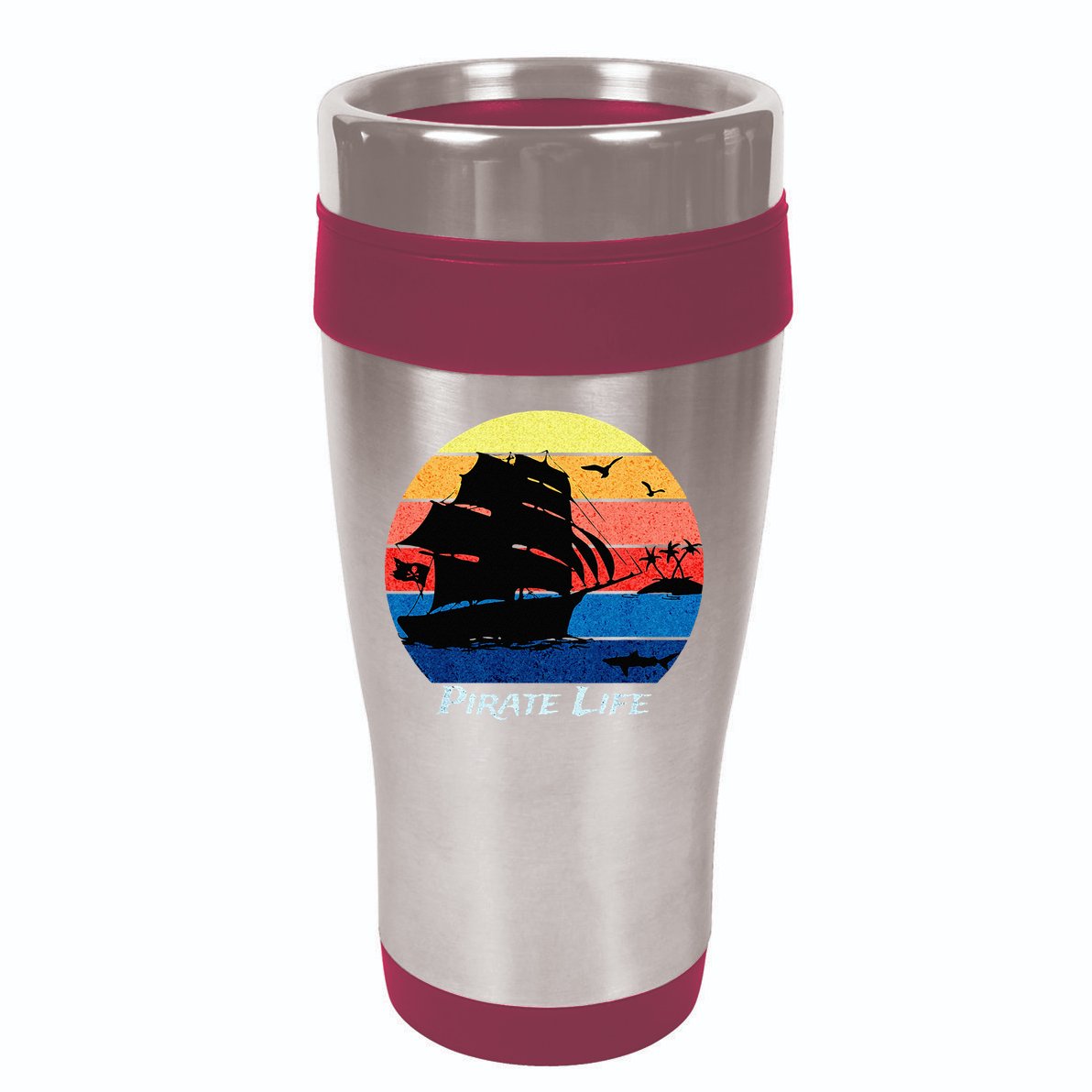 Arrgh Pirate Life Pirate Ship And Jolly Roger Flag Pirate 16oz Travel Tumbler
