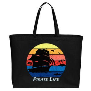 Arrgh Pirate Life Pirate Ship And Jolly Roger Flag Pirate Cotton Canvas Jumbo Tote