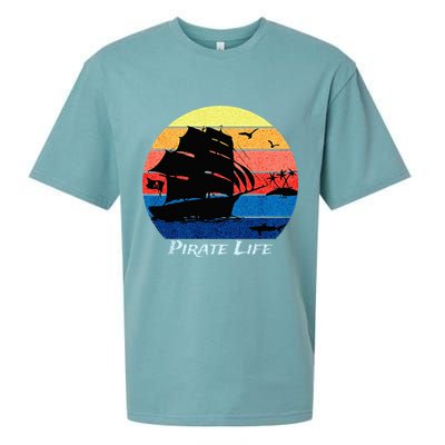 Arrgh Pirate Life Pirate Ship And Jolly Roger Flag Pirate Sueded Cloud Jersey T-Shirt