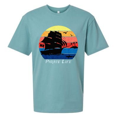 Arrgh Pirate Life Pirate Ship And Jolly Roger Flag Pirate Sueded Cloud Jersey T-Shirt