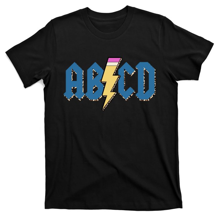 ABCD Pencil Lightning Rockn Roll Teacher Back To School T-Shirt