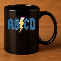 ABCD Pencil Lightning Rockn Roll Teacher Back To School 11oz C Handle Ceramic Mug