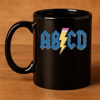 ABCD Pencil Lightning Rockn Roll Teacher Back To School 11oz C Handle Ceramic Mug