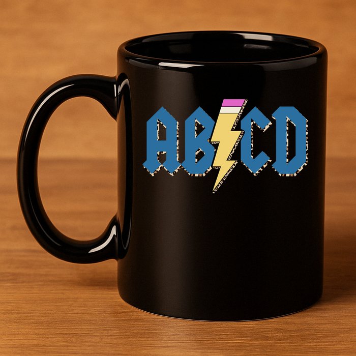 ABCD Pencil Lightning Rockn Roll Teacher Back To School 11oz C Handle Ceramic Mug