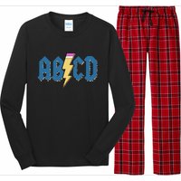 ABCD Pencil Lightning Rockn Roll Teacher Back To School Long Sleeve Pajama Set