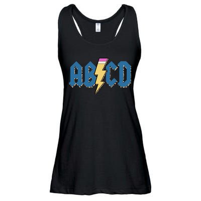 ABCD Pencil Lightning Rockn Roll Teacher Back To School Ladies Essential Flowy Tank