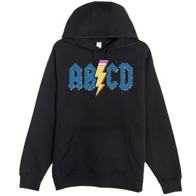 ABCD Pencil Lightning Rockn Roll Teacher Back To School Premium Pullover Hoodie