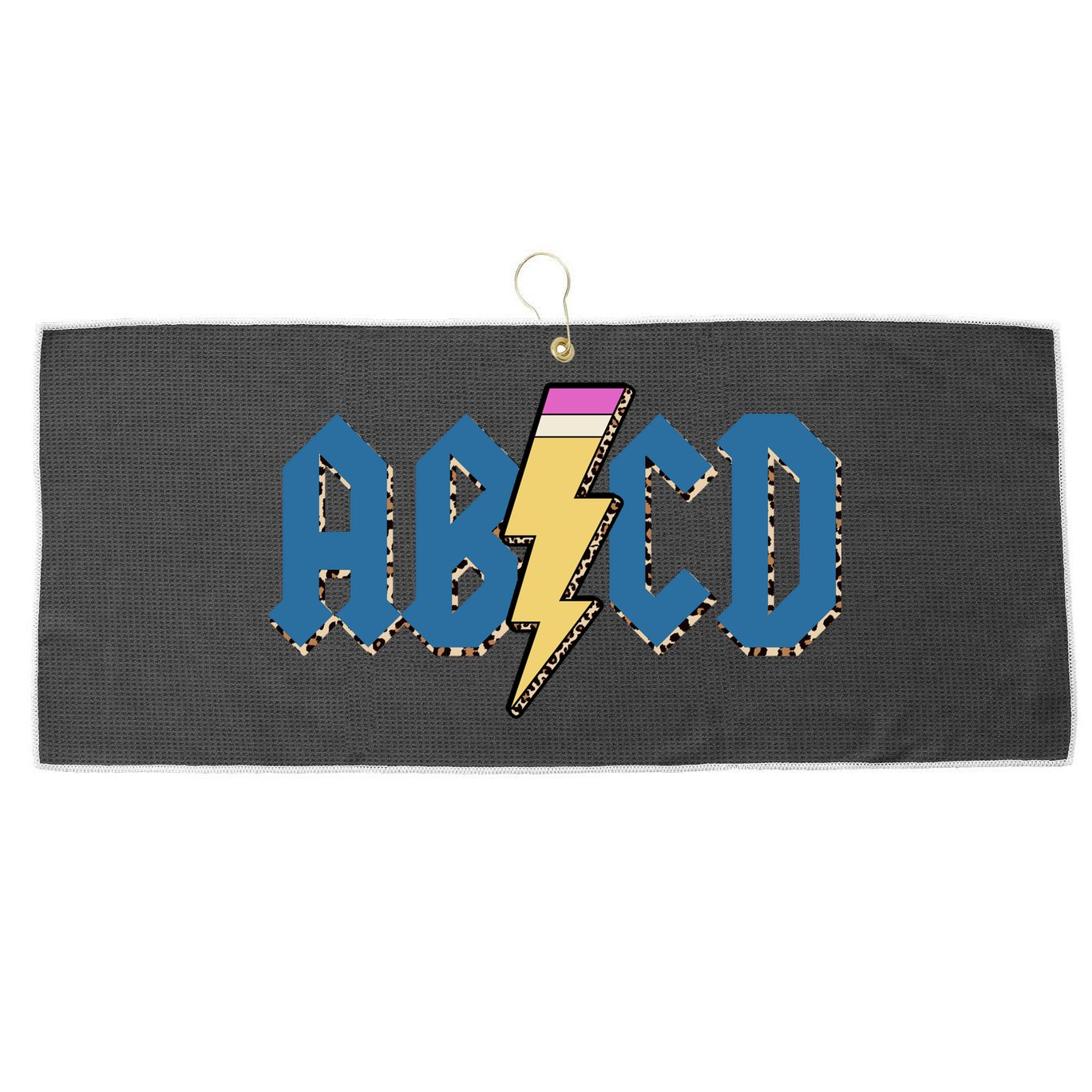 ABCD Pencil Lightning Rockn Roll Teacher Back To School Large Microfiber Waffle Golf Towel