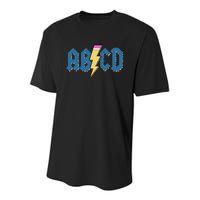 ABCD Pencil Lightning Rockn Roll Teacher Back To School Youth Performance Sprint T-Shirt