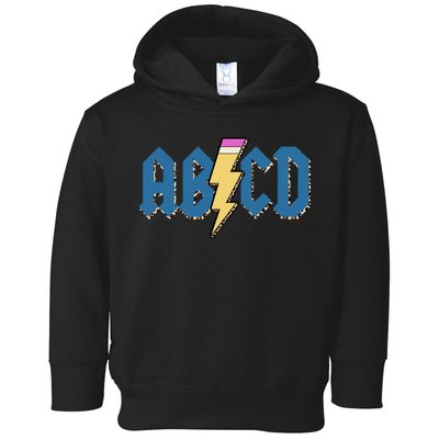ABCD Pencil Lightning Rockn Roll Teacher Back To School Toddler Hoodie
