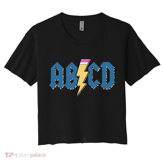 ABCD Pencil Lightning Rockn Roll Teacher Back To School Crop Top