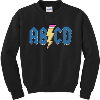 ABCD Pencil Lightning Rockn Roll Teacher Back To School Kids Sweatshirt