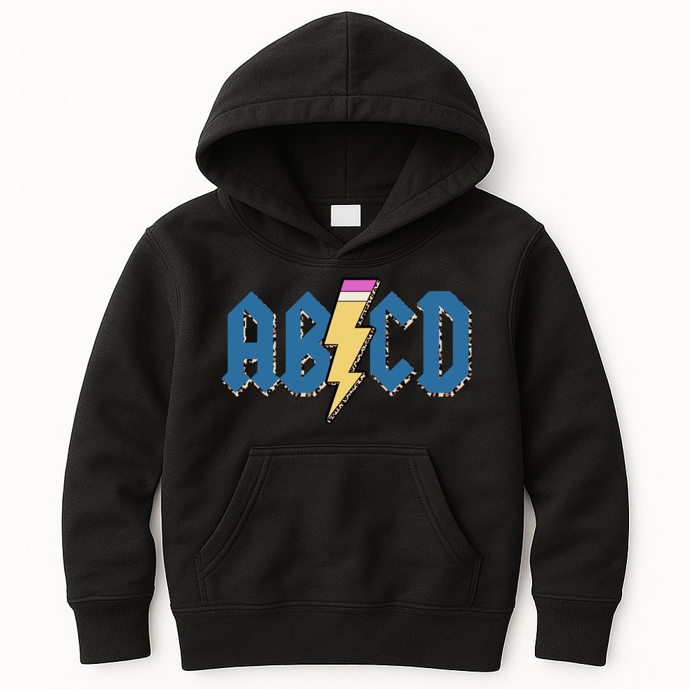 ABCD Pencil Lightning Rockn Roll Teacher Back To School Kids Hoodie