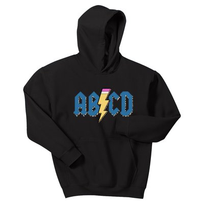 ABCD Pencil Lightning Rockn Roll Teacher Back To School Kids Hoodie