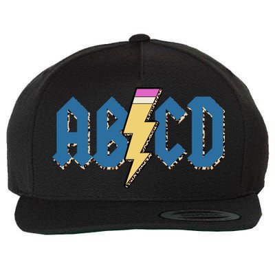 ABCD Pencil Lightning Rockn Roll Teacher Back To School Wool Snapback Cap