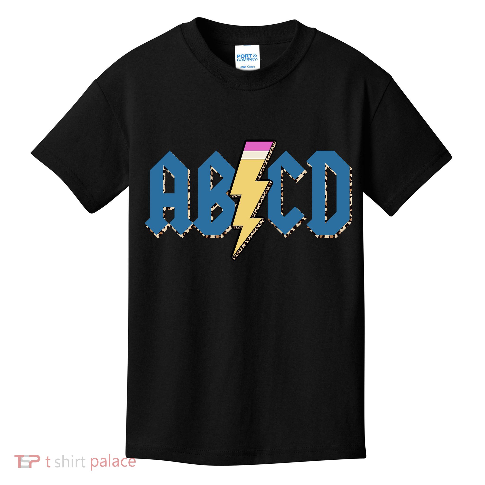 ABCD Pencil Lightning Rockn Roll Teacher Back To School Kids T-Shirt