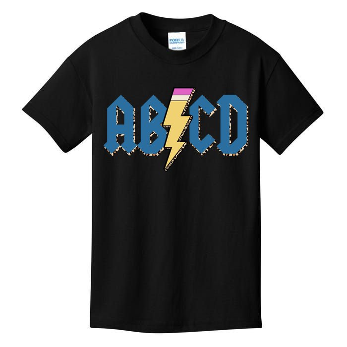 ABCD Pencil Lightning Rockn Roll Teacher Back To School Kids T-Shirt