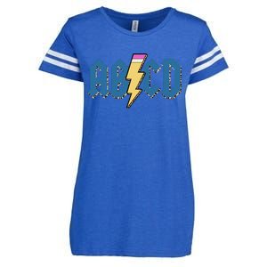 ABCD Pencil Lightning Rockn Roll Teacher Back To School Enza Ladies Jersey Football T-Shirt