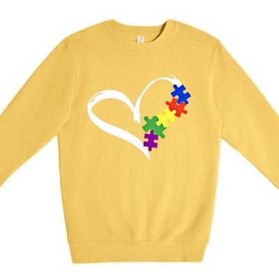 Autism Puzzle Love Autism Awareness Graphic Funny Gift Premium Crewneck Sweatshirt