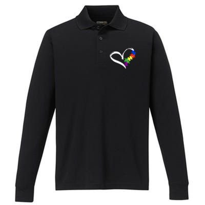 Autism Puzzle Love Autism Awareness Graphic Funny Gift Performance Long Sleeve Polo