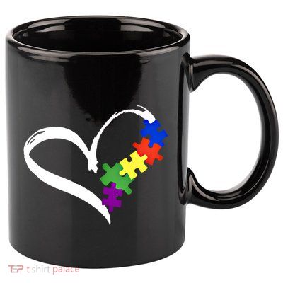 Autism Puzzle Love Autism Awareness Graphic Funny Gift 11oz C Handle Ceramic Mug