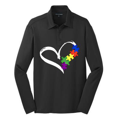 Autism Puzzle Love Autism Awareness Graphic Funny Gift Silk Touch Performance Long Sleeve Polo