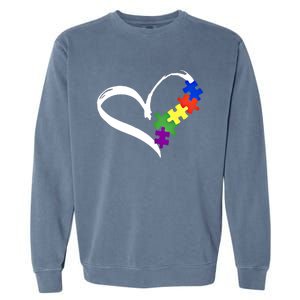 Autism Puzzle Love Autism Awareness Graphic Funny Gift Garment-Dyed Sweatshirt