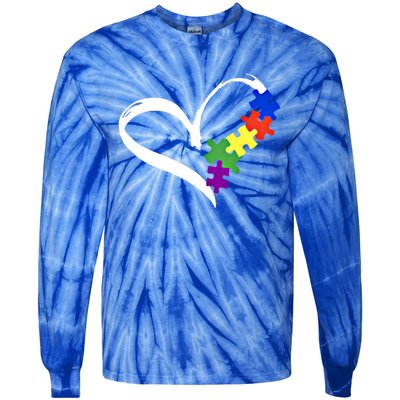 Autism Puzzle Love Autism Awareness Graphic Funny Gift Tie-Dye Long Sleeve Shirt