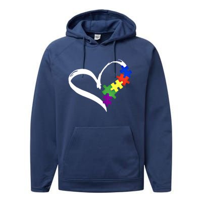 Autism Puzzle Love Autism Awareness Graphic Funny Gift Performance Fleece Hoodie