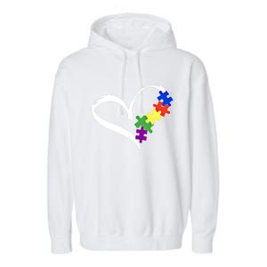 Autism Puzzle Love Autism Awareness Graphic Funny Gift Garment-Dyed Fleece Hoodie