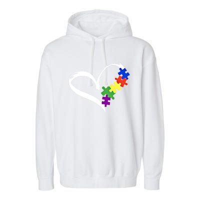 Autism Puzzle Love Autism Awareness Graphic Funny Gift Garment-Dyed Fleece Hoodie