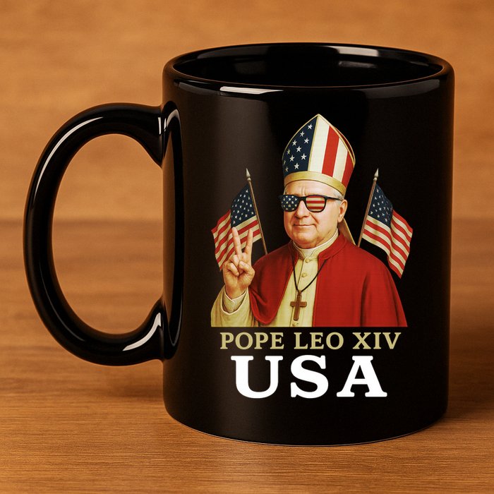 American Pope Leo XIV USA 11oz C Handle Ceramic Mug