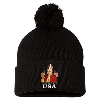 American Pope Leo XIV USA Pom Pom 12in Knit Beanie