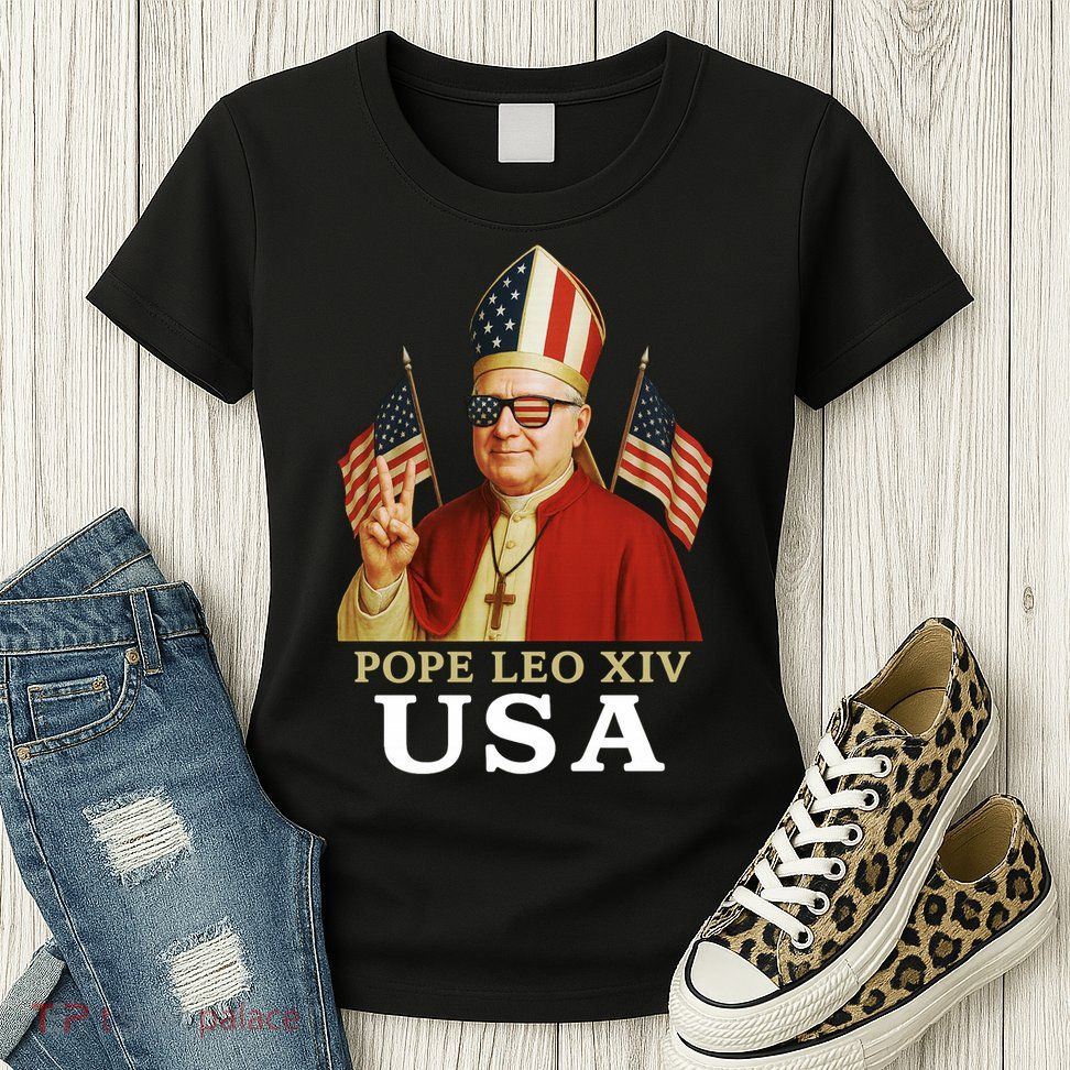 American Pope Leo XIV USA Womens T-Shirt