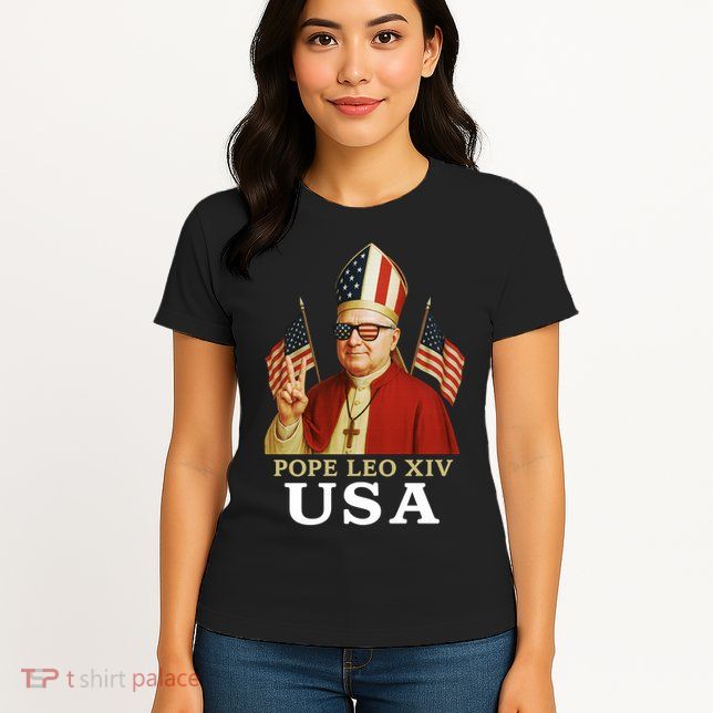 American Pope Leo XIV USA Womens T-Shirt