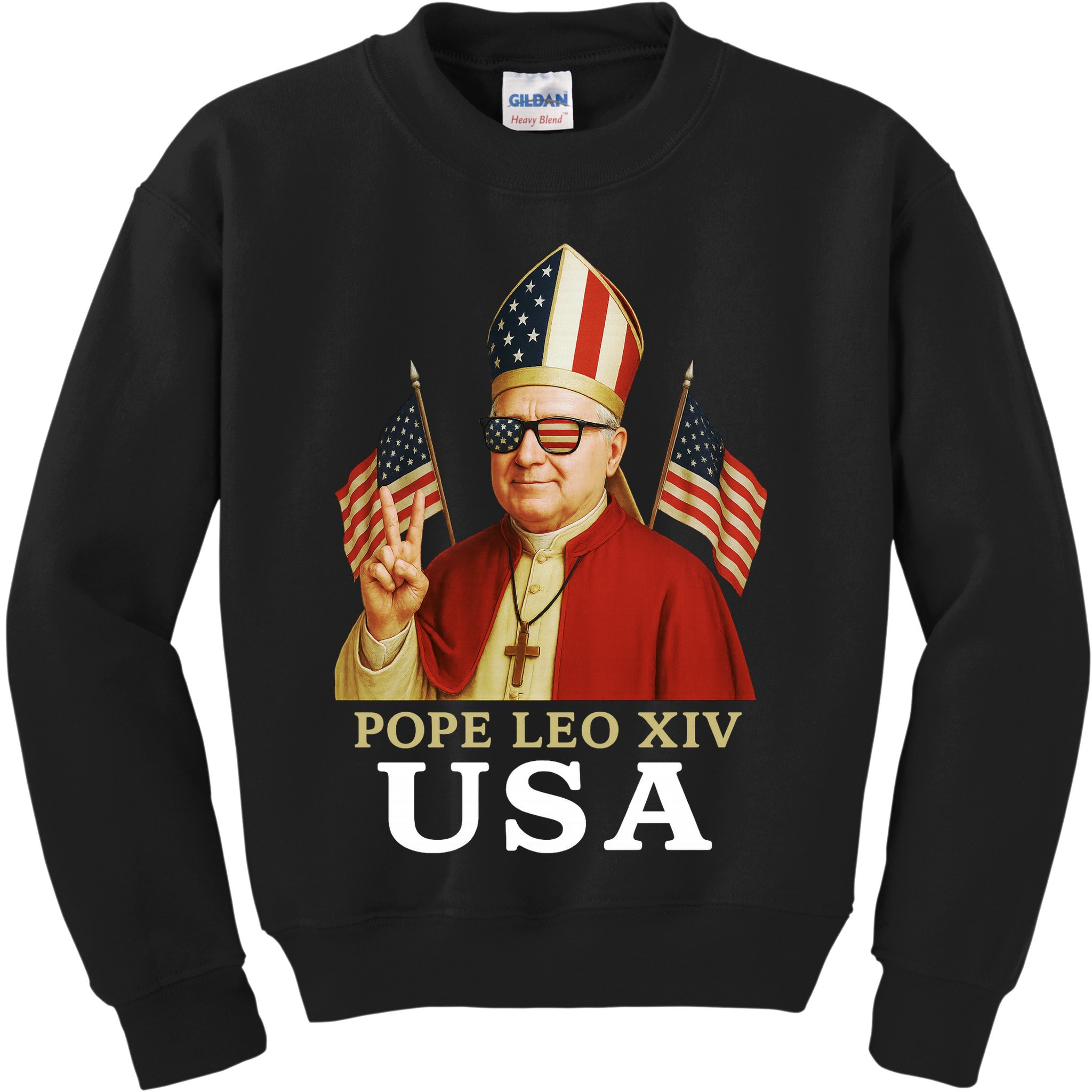 American Pope Leo XIV USA Kids Sweatshirt