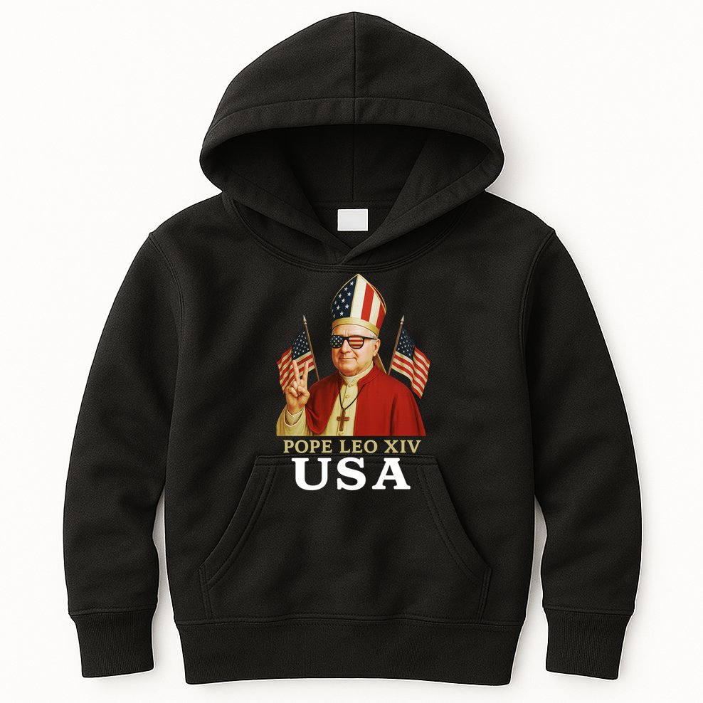 American Pope Leo XIV USA Kids Hoodie