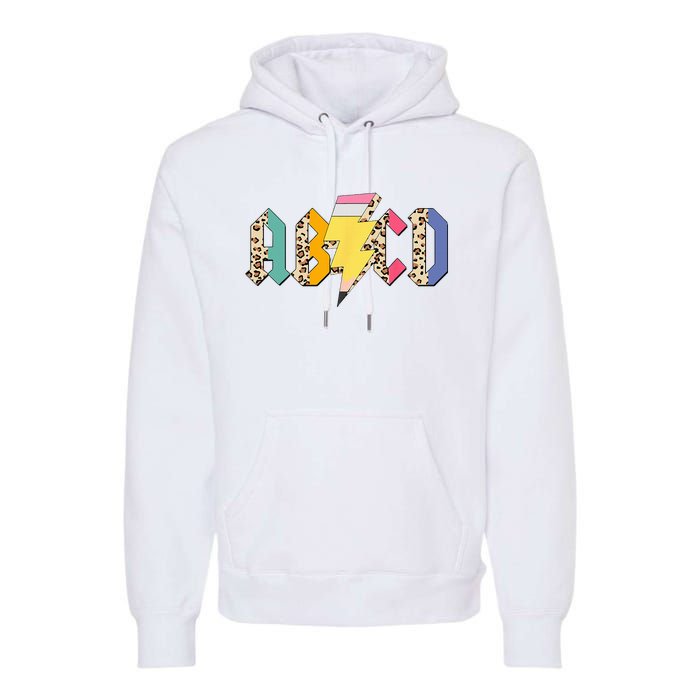 ABCD Pencil Lightning Bolt Back To School Teachers Premium Hoodie