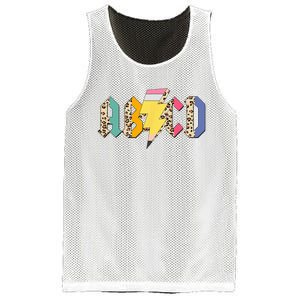 ABCD Pencil Lightning Bolt Back To School Teachers Mesh Reversible Basketball Jersey Tank