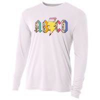 ABCD Pencil Lightning Bolt Back To School Teachers Cooling Performance Long Sleeve Crew