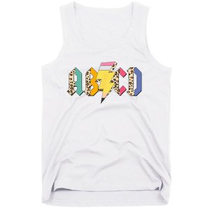 ABCD Pencil Lightning Bolt Back To School Teachers Tank Top