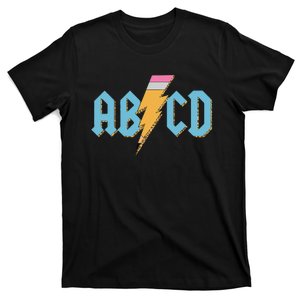 ABCD Pencil Lightning Rockn Roll Teacher Back To School T-Shirt