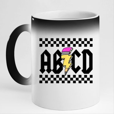 ABCD Pencil Lightning Bolt Back To School Teachers Kids Rock 11oz Black Color Changing Mug